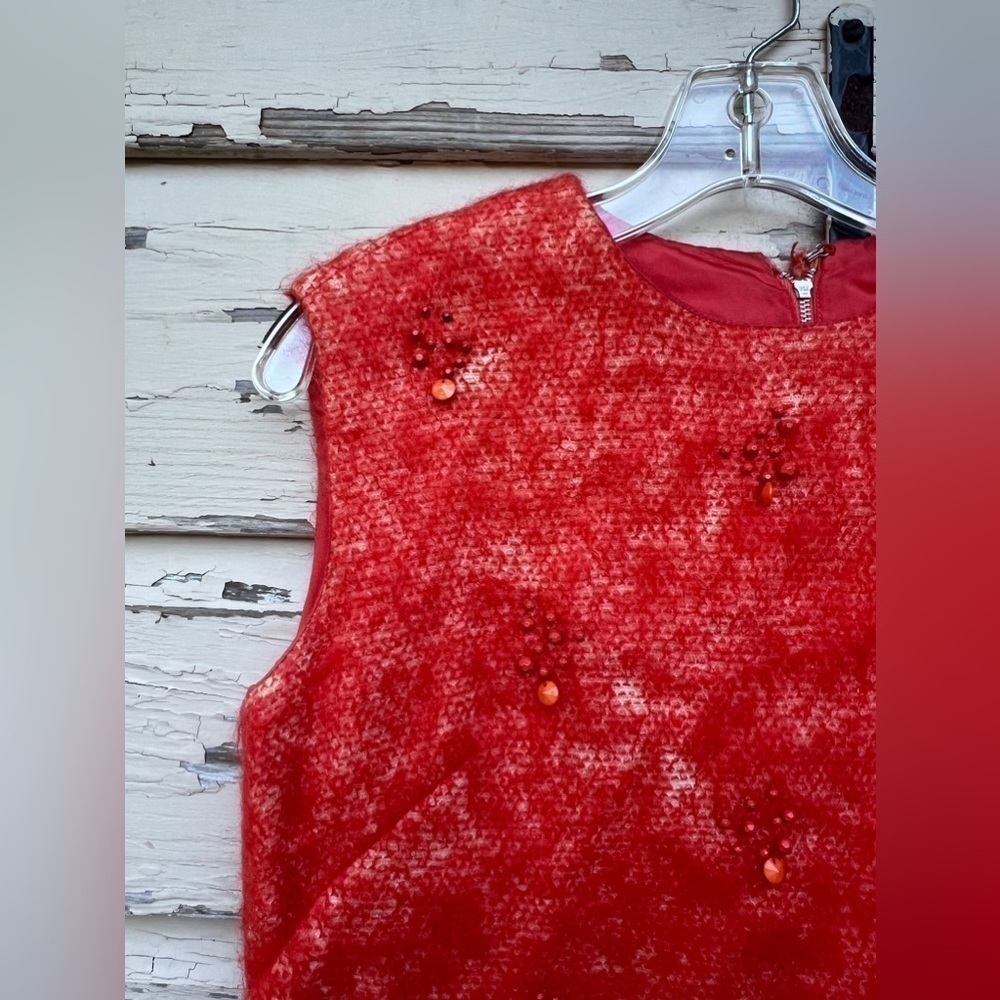Vintage 60s Lee Richard Fashions Mohair Beaded Sweater Vest Blouse Top 14 - Picture 2 of 7
